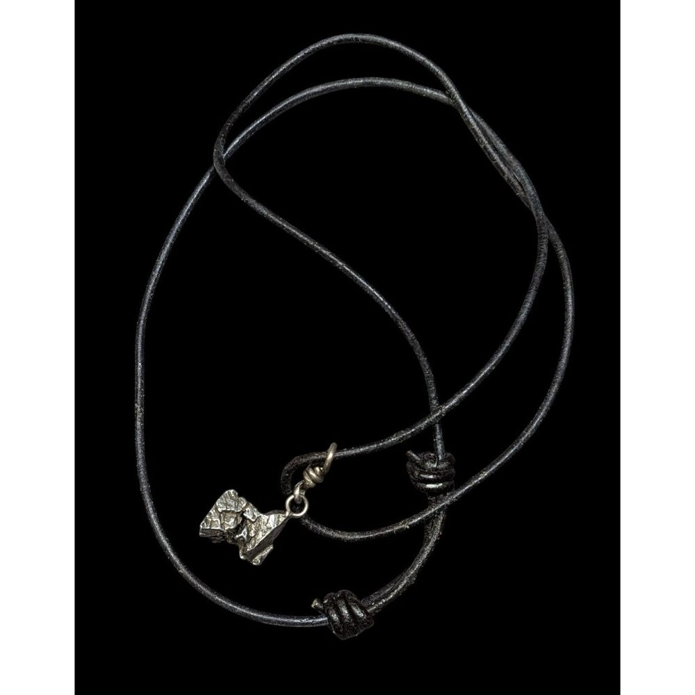Unique Abstract Meteorite Chip Pendant Necklace
